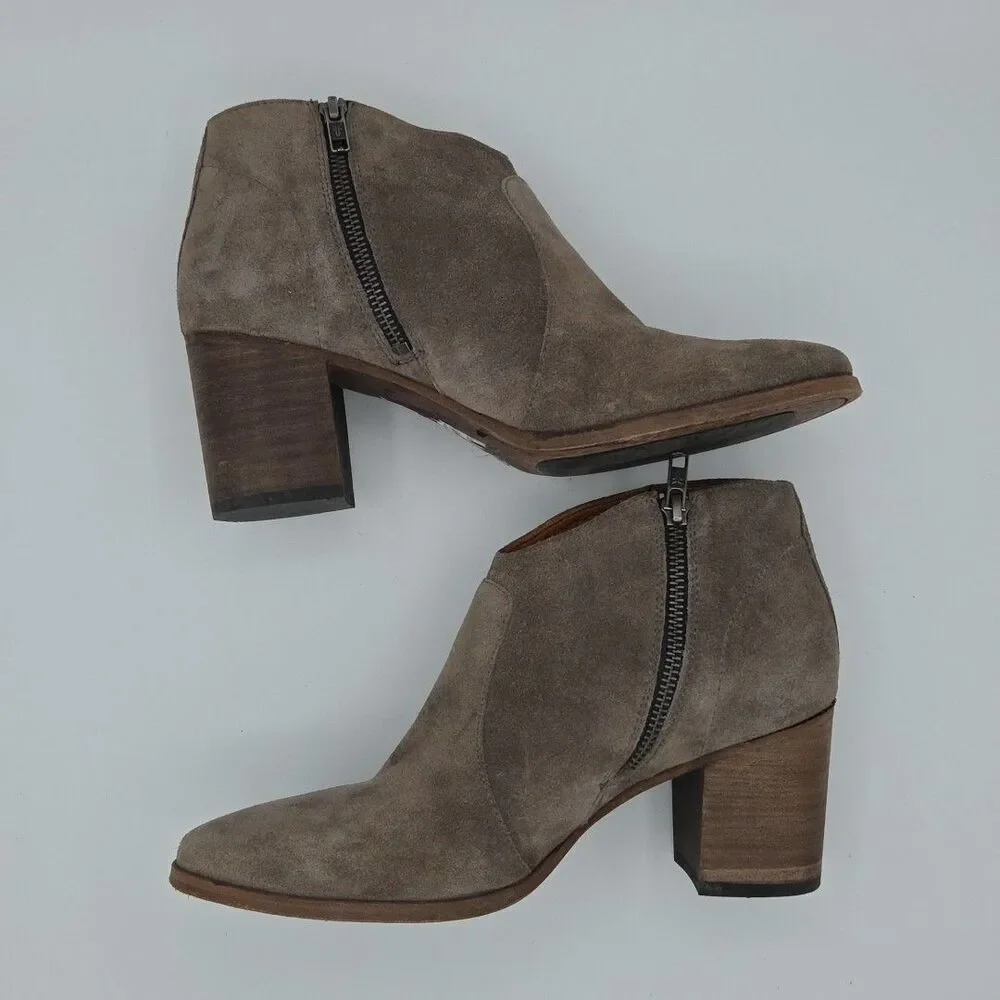 Frye Womens Nora Zip Grey Elephant Suede Ankle Boots Bootie Size 9.5 B EUC - Picture 6 of 10